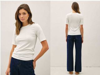 Be Cool Ultra Soft, Basic Short Sleeve Top - Ivory