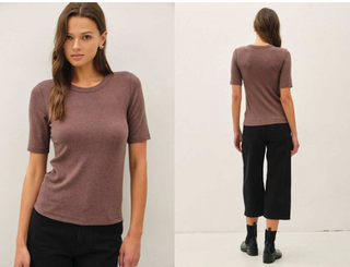 Be Cool Ultra Soft, Basic Short Sleeve Top - Walnut