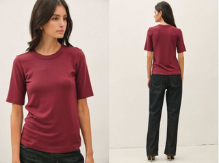 Be Cool Ultra Soft, Basic Short Sleeve Top - Wine