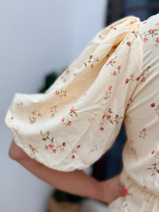 Polagram - Floral V-Neck Back Tie Mini Dress