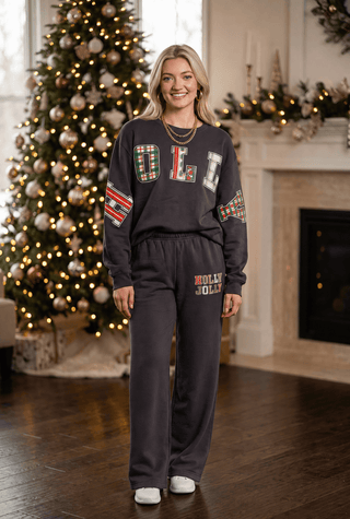 Holly Jolly Patch Charcoal Sweatshirt