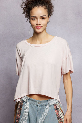 Pol Relaxed Boxy Short Sleeve Tee Light Pink