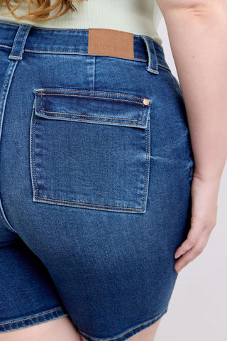 Judy Blue High Waist Bermuda Shorts- Dark Wash