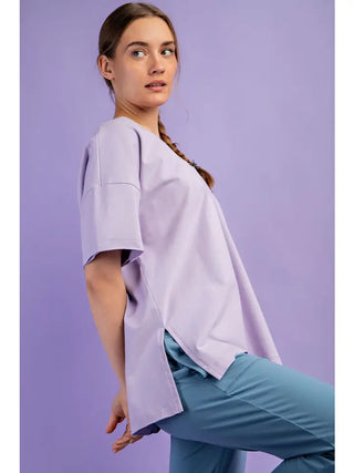 Rae Mode- Lavender V-Neck Reversible Short Sleeve Top