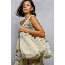 Load image into Gallery viewer, POL - Mirror Dangle Tassel Lace Patched Hobo Bag - Natural
