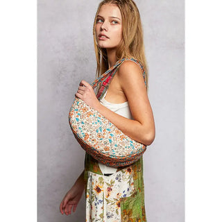 POL - Cream Yellow Essential Lightweight Quilted Floral Bag