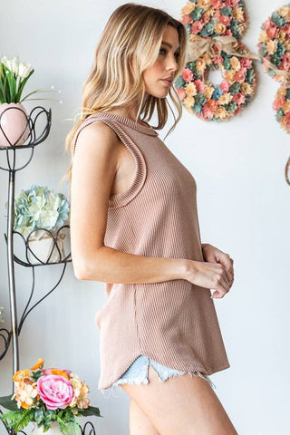 Heimish Sleeveless Solid Urban Ribbed Top - Latte