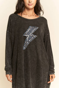 Davi & Dani - THUNDER DENIM BUTTON DETAIL POCKET T SHIRT DRESS