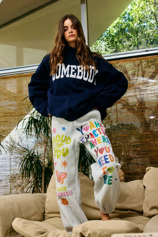 BUCKETLIST Reversible "HOMEBODY" Mock Neck Sweatshirt