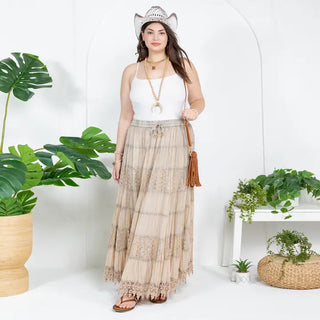 Young Threads - 7 Tier Crinkle Lace Patchwork Skirt