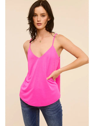 Charlotte Avery V-Neck Cami Tank – Fuschia