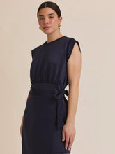 Load image into Gallery viewer, Round Neck Sleeveless Wrap Mini Dress - Navy
