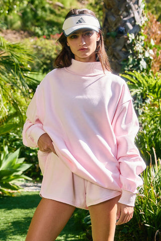 BUCKETLIST INC - IT2594-BLANK1 | Solid Reversible Mock Neck Sweatshirt Top
