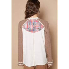 Load image into Gallery viewer, POL Clothing - Plaid Patch “06” Graphic Raglan Top
