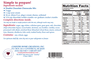 Country Home Creations - Double Chocolate Cheesecake Mix