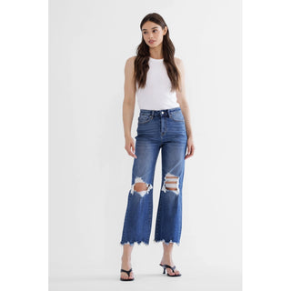 Mica Denim 90’s Vintage Crop Flare Jeans – Millen Blue