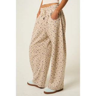 The Greii - Delicate Floral Casual Pants - Beige