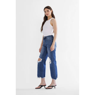 Mica Denim 90’s Vintage Crop Flare Jeans – Millen Blue