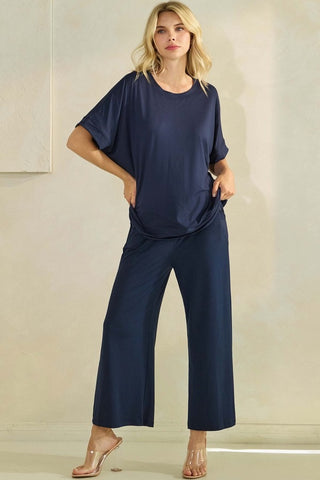 UltraCozy Peach Skin Wide Leg Pants - Navy