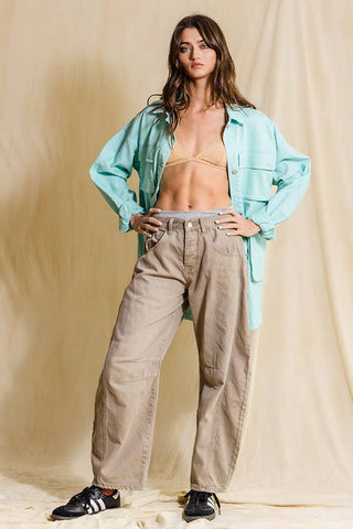 BUCKETLIST - Oversized Cargo Shacket - Mint