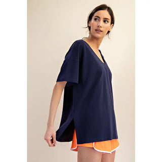 Rae Mode - Navy Oversized Reversible V Neck Top