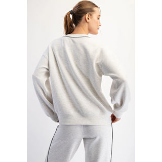 Modal Scuba V-Neck Top | Lightweight 4-Way Stretch Lounge & Everyday Wear Heathered Grey