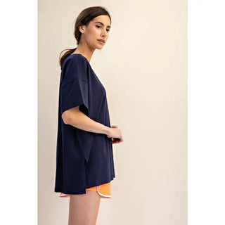 Rae Mode - Navy Oversized Reversible V Neck Top