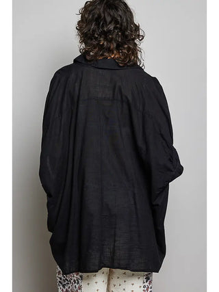POL - Half Sleeve Cotton Roomy Fit Casual Shirt - Black