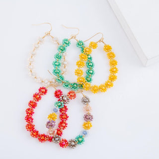 Beaded Flower Teardrop Earrings