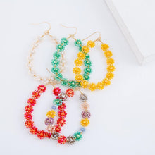 Load image into Gallery viewer, Beaded Flower Teardrop Earrings
