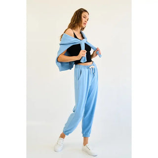 The Greii - Cozy Relaxed Fit Joggers - Sky Blue
