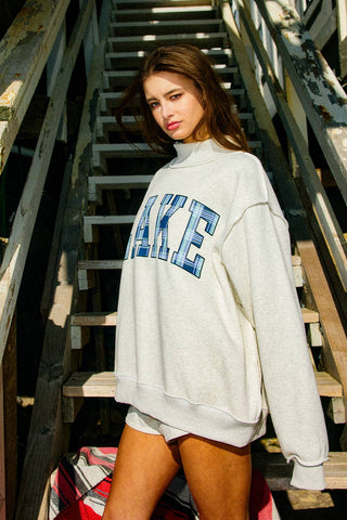 Bucketlist | Lake & Mountain Reversible Graphic Oversized Sweatshirt