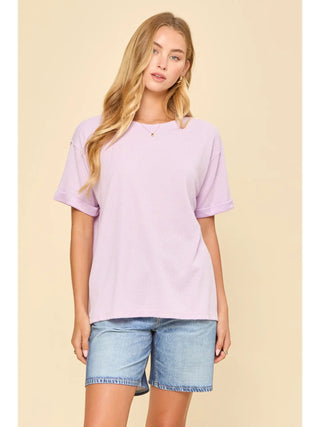 Andree by Unit Waffle Knit Short Sleeve Top - Lilac