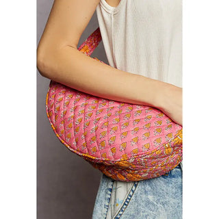 POL - Pink Yellow Essential Lightweight Quilted Floral Bag