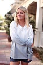 Load image into Gallery viewer, Jadelynn Brooke - Oversized Terry V-Neck Pullover- Autumn Sky (Slate/Cream)
