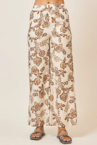 Cozy Co. - Floral Print Wide Leg Pants