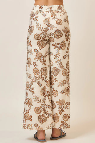 Cozy Co. - Floral Print Wide Leg Pants