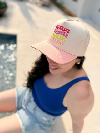 Apri26 Array - Judson - "Sunrise Sunburn Sunset Repeat" Baseball Cap