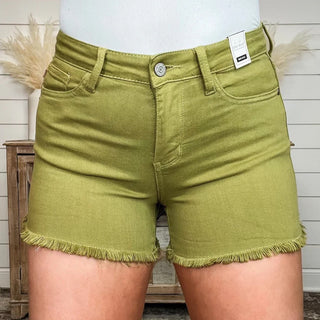 Judy Blue Mid Rise Shorts - Matcha