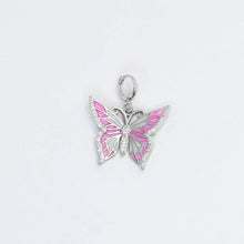 Load image into Gallery viewer, Treasure Jewels Pink Butterfly Charm In Silver &amp; Gold
