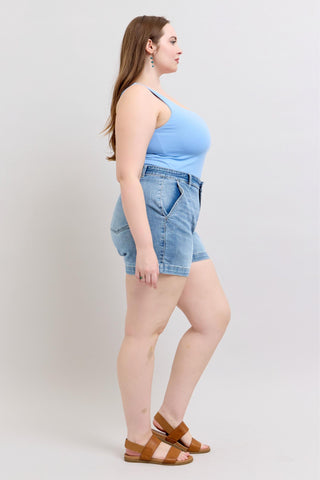 Judy Blue Medium Rise Trouser Shorts - Medium Wash