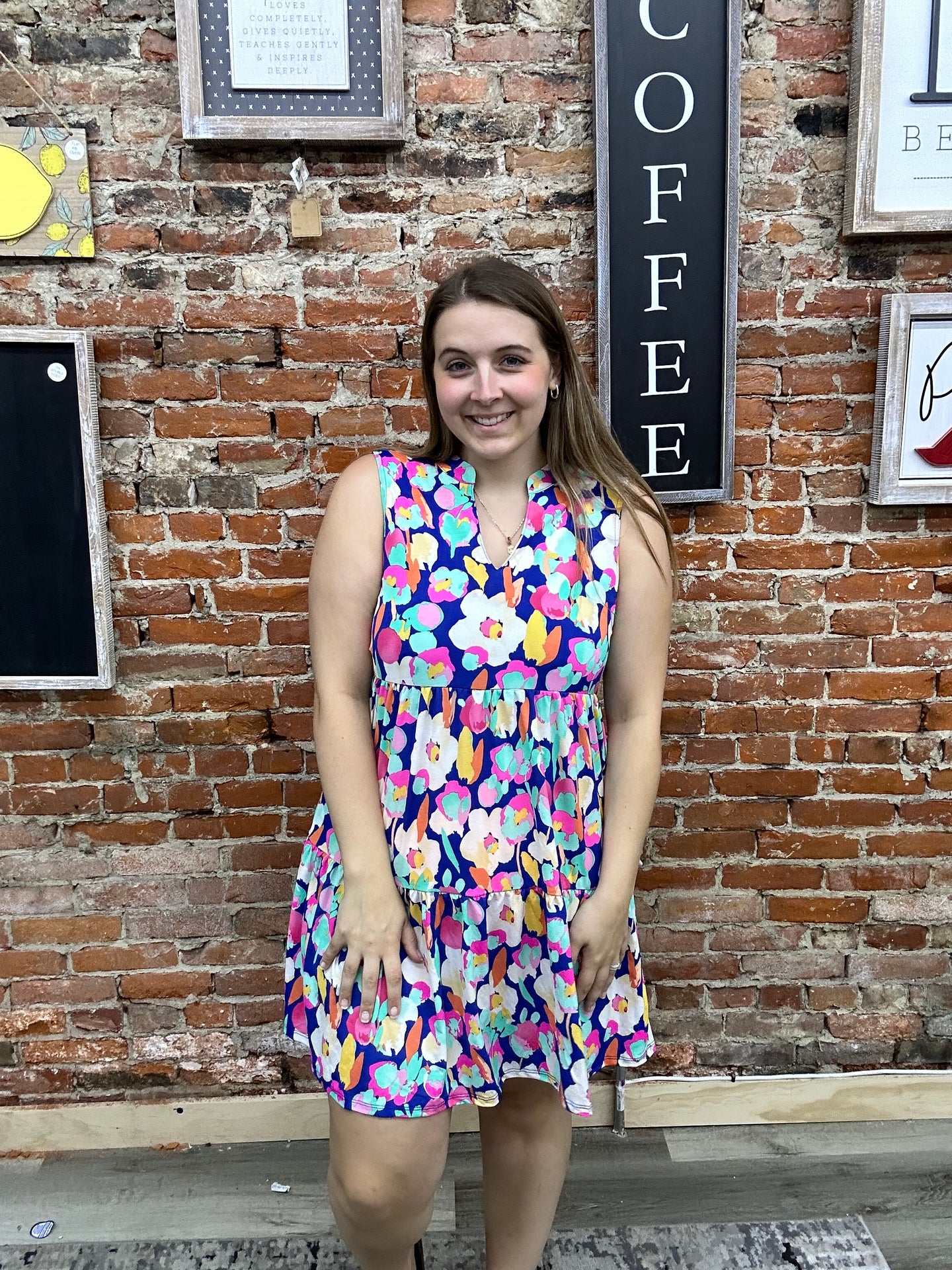 Dear Scarlett Dress Blue and White Floral LIZ3TDRESS- C0001