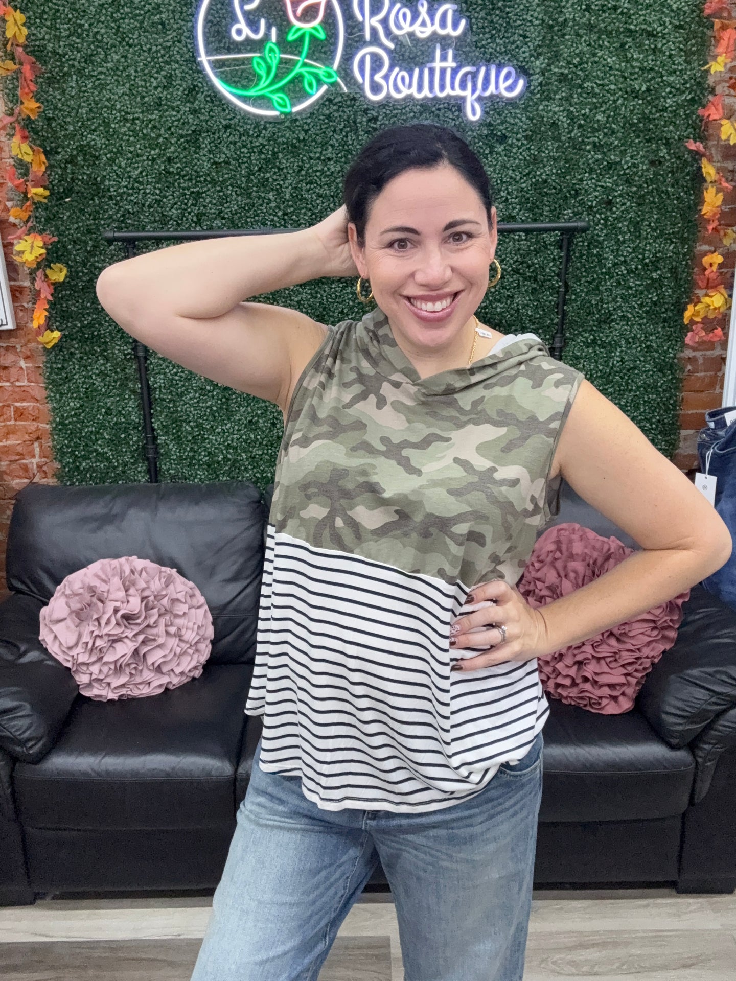 Sew In Love Top Camo Stripe