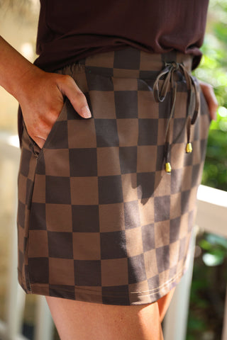 PREORDER- Chocolate Checkered Skort