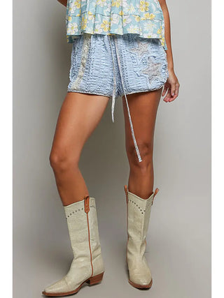 Pol - Floral Star Patch Lace Short Pants