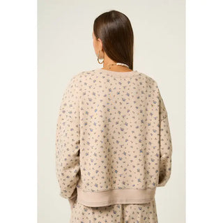 The Greii - Floral Asymmetrical Sweep Sweatshirt - Beige