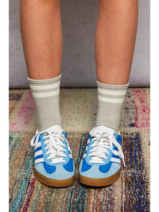 POL - Solid Color with White Sporty Stripes Casual Socks