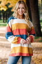 Load image into Gallery viewer, HEIMISH - LONG PUFF SLEEVE ROUND NECK STRIPE TOP

