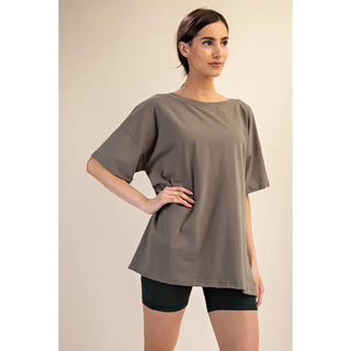 Rae Mode - Smoky Olive Oversized Reversible V Neck Top
