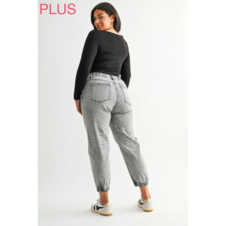 Mica High Rise Jogger Jeans – Washed Gray Denim Joggers